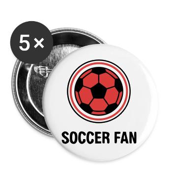 Soccer Fan Fussball Logo - Buttons groß 56 mm (5er Pack) - Weiß - Vorne
