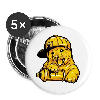 Shiba Inu Hund Tierliebe - Buttons groß 56 mm (5er Pack) - Weiß - Vorne