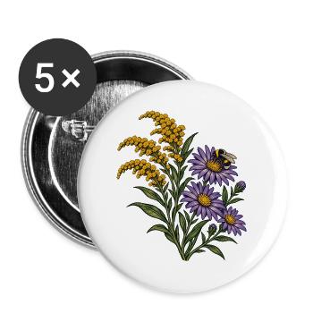 Goldrute-Aster-Hummel - Buttons groß 56 mm (5er Pack) - Weiß - Vorne