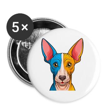 Kleiner bunter American Hairless Terrier (Porträt) - Buttons groß 56 mm (5er Pack) - Weiß - Vorne