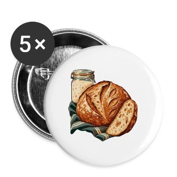Sauerteiglaib und Starterglas - Buttons groß 56 mm (5er Pack) - Weiß - Vorne