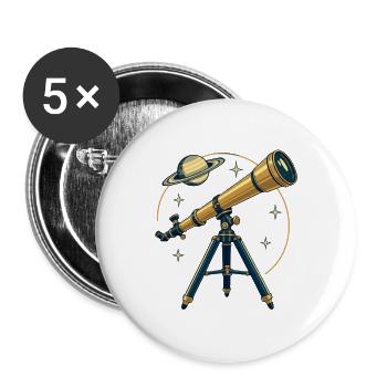 Retro Backyard-Teleskop - Buttons groß 56 mm (5er Pack) - Weiß - Vorne