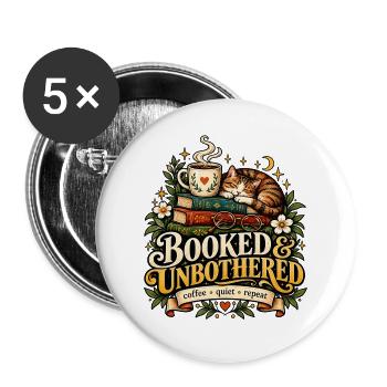 Booked Unbothered - Buttons groß 56 mm (5er Pack) - Weiß - Vorne