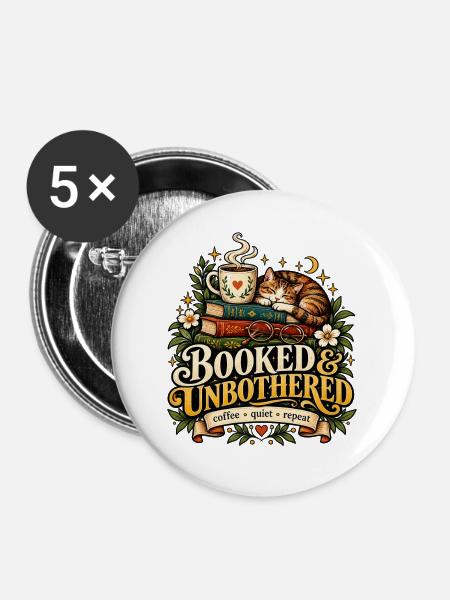 Booked Unbothered - Buttons groß 56 mm (5er Pack) - Weiß