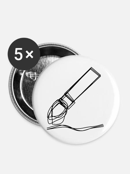 Pinsel handgezeichnet - Buttons groß 56 mm (5er Pack) - Weiß