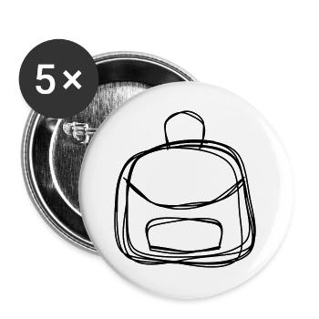 Rucksack handgezeichnet - Buttons groß 56 mm (5er Pack) - Weiß - Vorne