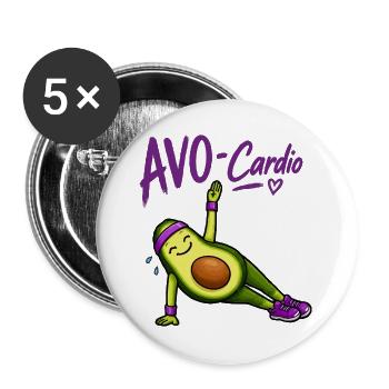 AVO-Cardio Avocado Workout - Buttons groß 56 mm (5er Pack) - Weiß - Vorne