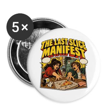 The Last Slice Manifest – Pizza-Comic - Buttons groß 56 mm (5er Pack) - Weiß - Vorne