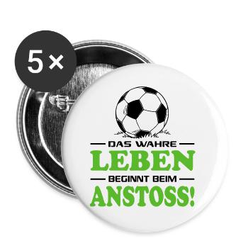 Fußball Fussball Wahre Leben Anstoss Anpfiff - Buttons groß 56 mm (5er Pack) - Weiß - Vorne
