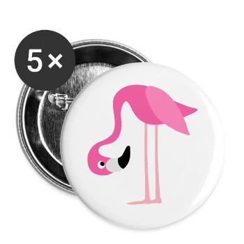 Flamingo Pink Cartoon Stil - Buttons groß 56 mm (5er Pack) - Weiß - Vorne