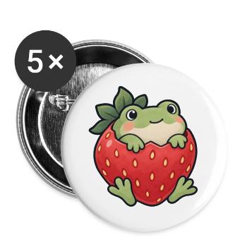 ErdbeerFrosch Charm - Buttons groß 56 mm (5er Pack) - Weiß - Vorne