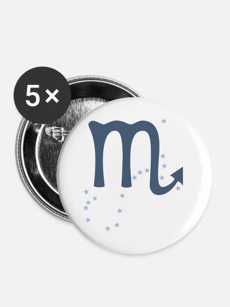 Sternzeichen Skorpion - Buttons groß 56 mm (5er Pack) - Weiß