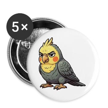 Nymphensittich Nymphensittiche Nymphensittichvogel - Buttons groß 56 mm (5er Pack) - Weiß - Vorne