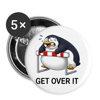 Süßer Pinguin Cartoon lustig Hürdenlaufen - Buttons groß 56 mm (5er Pack) - Weiß - Vorne