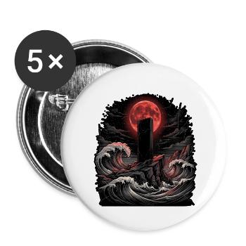 Grabstein Mondschein Heavy Metal - Buttons groß 56 mm (5er Pack) - Weiß - Vorne