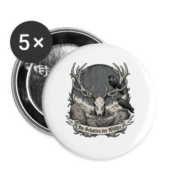 Der Gehörnte im Nebelmoor - Buttons groß 56 mm (5er Pack) - Weiß - Vorne