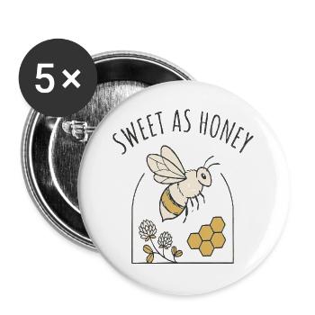 Süß wie Honig Bienenmotiv - Buttons groß 56 mm (5er Pack) - Weiß - Vorne