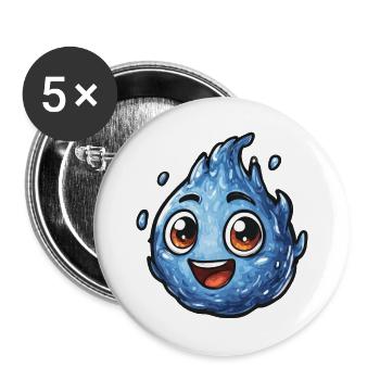 Kawaii Wassertropfen Smile - Buttons groß 56 mm (5er Pack) - Weiß - Vorne