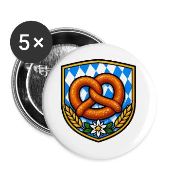 Bayern Brezel - Buttons groß 56 mm (5er Pack) - Weiß - Vorne