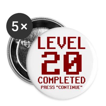 20. Geburtstag Geschenk Pixel - Buttons groß 56 mm (5er Pack) - Weiß - Vorne