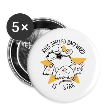 Rats rückwärts geschrieben ist Star - Buttons groß 56 mm (5er Pack) - Weiß - Vorne