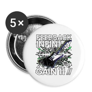 Death Metal Gitarre - Buttons groß 56 mm (5er Pack) - Weiß - Vorne