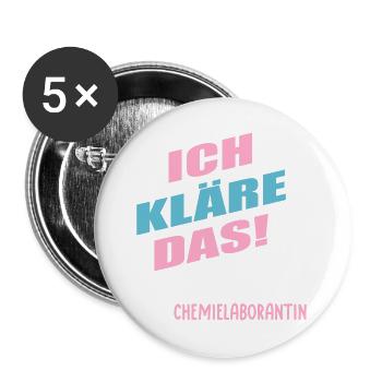 Chemielaborantin Abwasser_Proben - Buttons groß 56 mm (5er Pack) - Weiß - Vorne