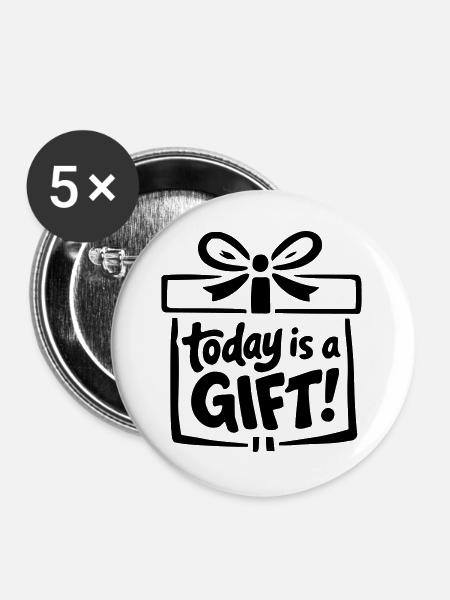 Today is a Gift - Buttons groß 56 mm (5er Pack) - Weiß