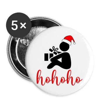 HoHoHo Santa Script - Buttons groß 56 mm (5er Pack) - Weiß - Vorne