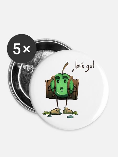 Apple Adventurer – Los geht's! - Buttons groß 56 mm (5er Pack) - Weiß