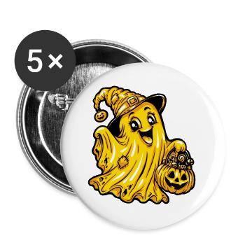 Halloween Geist Süßigkeiten - Buttons groß 56 mm (5er Pack) - Weiß - Vorne