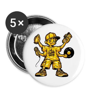 Hip Hop Musik Dance Graffiti - Buttons groß 56 mm (5er Pack) - Weiß - Vorne