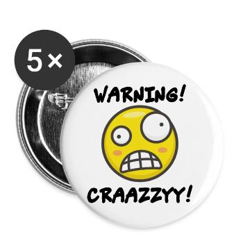 Verrücktes Grins-Symbol - Buttons groß 56 mm (5er Pack) - Weiß - Vorne