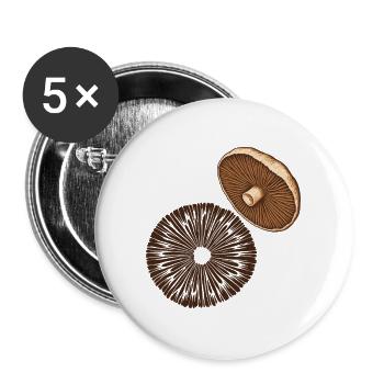 Pilzkiemen und Sporenabdruck - Buttons groß 56 mm (5er Pack) - Weiß - Vorne