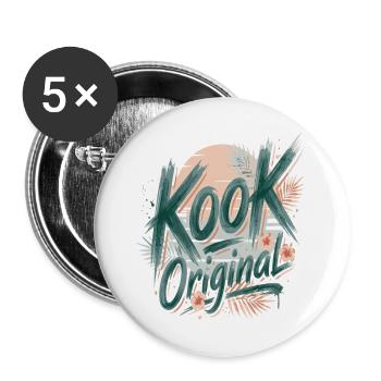 Kook Original Surf Aquarell Palmen Sunset - Buttons groß 56 mm (5er Pack) - Weiß - Vorne