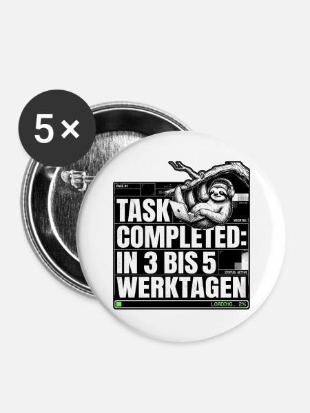 Büro Faultier - Buttons groß 56 mm (5er Pack) - Weiß