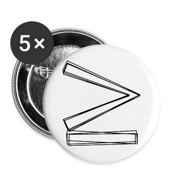 Größer gleich handgezeichnet - Buttons groß 56 mm (5er Pack) - Weiß - Vorne