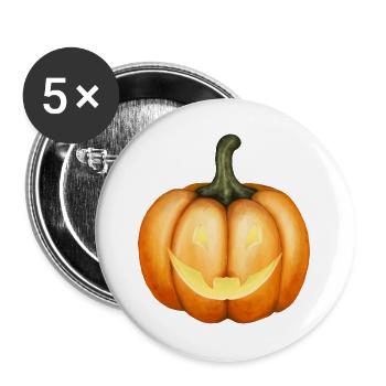 Halloween Kürbis Illustration - Buttons groß 56 mm (5er Pack) - Weiß - Vorne