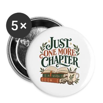 Nur noch ein Kapitel Lese Design - Buttons groß 56 mm (5er Pack) - Weiß - Vorne