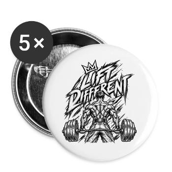 Anders heben – Schweres Gewichtheben - Buttons groß 56 mm (5er Pack) - Weiß - Vorne