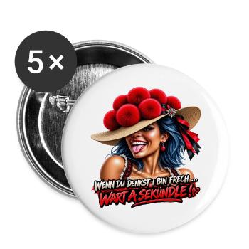 Wart a Sekündle! - Buttons groß 56 mm (5er Pack) - Weiß - Vorne