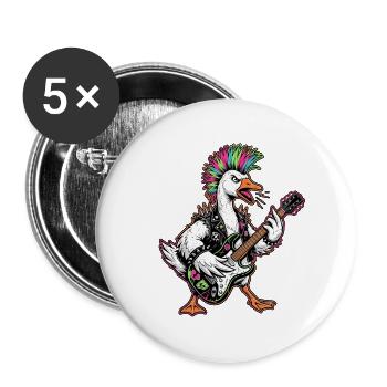 Punker Gans - Buttons groß 56 mm (5er Pack) - Weiß - Vorne
