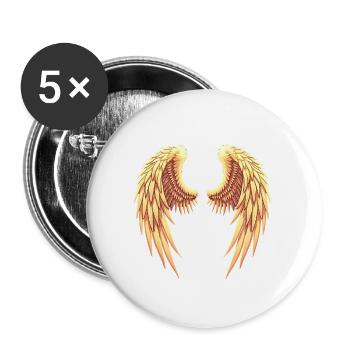 Goldene Engelsflügel - Buttons groß 56 mm (5er Pack) - Weiß - Vorne