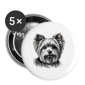 Yorkie Porträt - Buttons groß 56 mm (5er Pack) - Weiß - Vorne