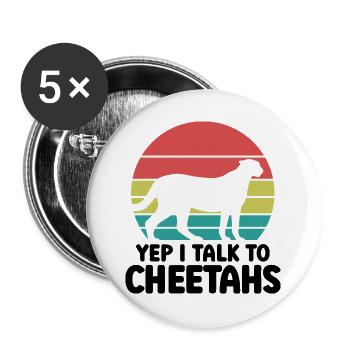 Gepard Humor Retro - Buttons groß 56 mm (5er Pack) - Weiß - Vorne