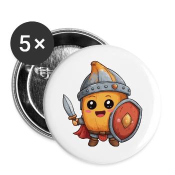 Bananenritter mit Schild und Schwert - Buttons groß 56 mm (5er Pack) - Weiß - Vorne