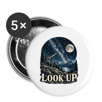 Look Up Astronomie Sternenhimmel - Buttons groß 56 mm (5er Pack) - Weiß - Vorne