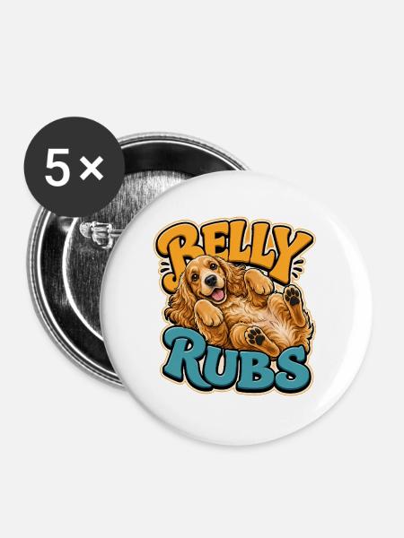 Englischer Cocker Spaniel - Buttons groß 56 mm (5er Pack) - Weiß
