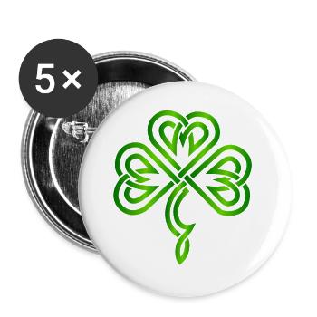 Irisches Kleeblatt - Buttons groß 56 mm (5er Pack) - Weiß - Vorne