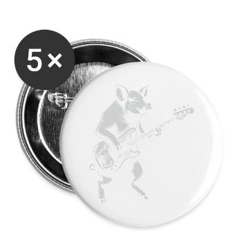 Pig Bassist: Retro Rock - Buttons groß 56 mm (5er Pack) - Weiß - Vorne